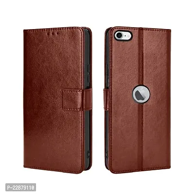 Fastship Vintage Magnatic Button Case Inside Build Back TPU Stand View Lether Flip Cover for Apple I Phone SE 2020  Brown-thumb2