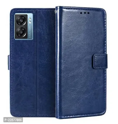 Coverage New case Leather Finish Inside TPU Back Case Wallet Stand Magnetic Closure Flip Cover for Oppo A57 2022  Blue