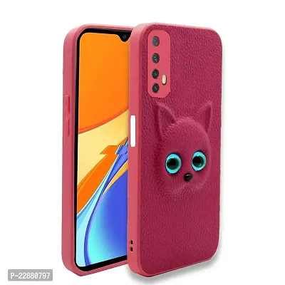 Coverage Colour Eye Cat Soft Kitty Case Back Cover for Realme Narzo 20 Pro  Faux Leather Finish 3D Pattern Cat Eyes Case Back Cover Case for Realme RMX2161  Narzo 20Pro  Pink