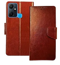 Fastship Leather Finish Inside TPU Wallet Stand Magnetic Closure Flip Cover for Infinix Smart 6 Plus  Executive Brown-thumb1