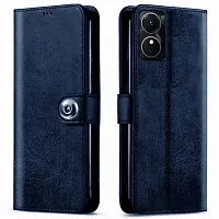 Fastship Cover Oppo A17 Flip Cover  Full Body Protection  Inside Pockets  Stand  Wallet Stylish Button Magnetic Book Cover Leather Flip Case for Oppo A17  Blue-thumb1