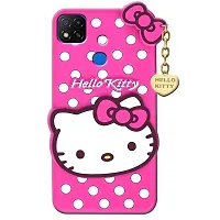 Coverage Rubber Hello Kitty with Pendant Case Back Cover for Mi Redmi 9C M2006C3MG  Pink-thumb1