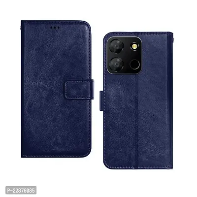 Fastship Cases Vintage Magnatic Closer Leather Flip Cover for Itel A662LM  Itel A60s  Navy Blue-thumb2