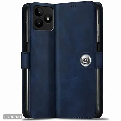 Fastship Cases Realme C53 Flip Cover  Full Body Protection  Inside Pockets Wallet Button Magnetic Closure Book Cover Leather Flip Case for Realme C53  Blue