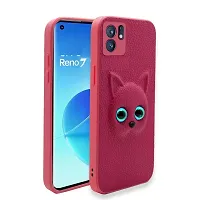 Coverage Coloured 3D POPUP Billy Eye Effect Kitty Cat Eyes Leather Rubber Back Cover for Oppo Reno7 5G  Baby Pink-thumb1