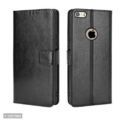 Fastship Faux Leather Wallet with Back Case TPU Build Stand  Magnetic Closure Flip Cover for I Phone SE Old 2016  Venom Black