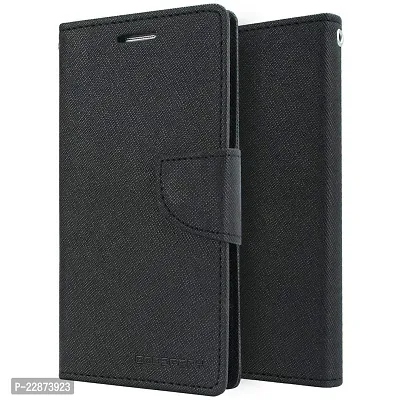 Fastship Samsung Galaxy On8 2016 Flip Cover  Canvas Cloth Durable Long Life  Wallet Stylish Mercury Magnetic Closure Book Cover Leather Flip Case for Samsung Galaxy On8 2016  Black-thumb0