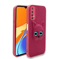 Coverage Coloured 3D POPUP Billy Eye Effect Kitty Cat Eyes Leather Rubber Back Cover for Realme Narzo 20 Pro  Baby Pink-thumb1