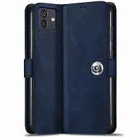 Fastship Cover Genuine Matte Leather Finish Flip Cover for Samsung M13 5G  SM M136B  Inside TPU  Inbuilt Stand  Wallet Style Back Cover Case  Stylish Button Magnetic Closure  Navy Blue-thumb1