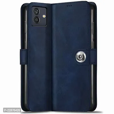 Fastship Cover Genuine Matte Leather Finish Flip Cover for Samsung M13 5G  SM M136B  Inside TPU  Inbuilt Stand  Wallet Style Back Cover Case  Stylish Button Magnetic Closure  Navy Blue-thumb2