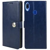 Fastship Cover Vivo Y83 Pro Flip Cover  Wallet Stylish Button Magnetic Closure Book Cover Leather Flip Case for Vivo Y83 Pro  Blue-thumb1