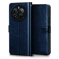 Fastship Leather Finish imported TPU Wallet Stand Magnetic Closure Flip Cover for Realme 12+ 5G - Navy Blue-thumb1