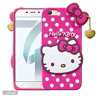 Fastship case Silicone Soft Hello Cat Kitty with Pendant Case Proper fit Back Cover for Oppo A71  Pink