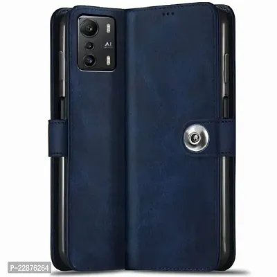 Fastship Genuine Matte Leather Finish Flip Cover for Infinix X6815B  Zero 5G 2021  Inside Back TPU  Stand  Wallet Stylish Button Magnetic Closure for Infinix Zero 5G Old 2021  Navy Blue-thumb2