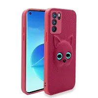 Fastship Coloured 3D POPUP Billy Eye Effect Kitty Cat Eyes Leather Rubber Back Cover for Oppo Reno6 5G  Baby Pink-thumb1