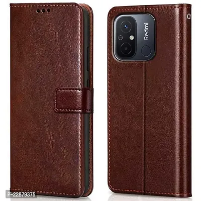 Fastship Case Vintage Magnatic Closer Leather Flip Cover for Mi REDMI 12C  Executive Brown-thumb0