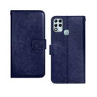 Fastship Cover Leather Wallet Stand Magnetic Closure Flip Cover for Infinix Hot 12  Navy Blue-thumb1