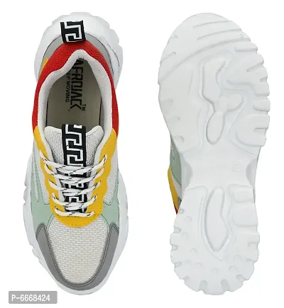 Elegant White Mesh Self Design Sports Shoes For Women-thumb4