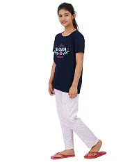 Girls Printed Navy Blue Top With Bottom - Pack of 1-thumb2