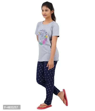 Girls Printed Grey Top With Bottom - Pack of 1-thumb3