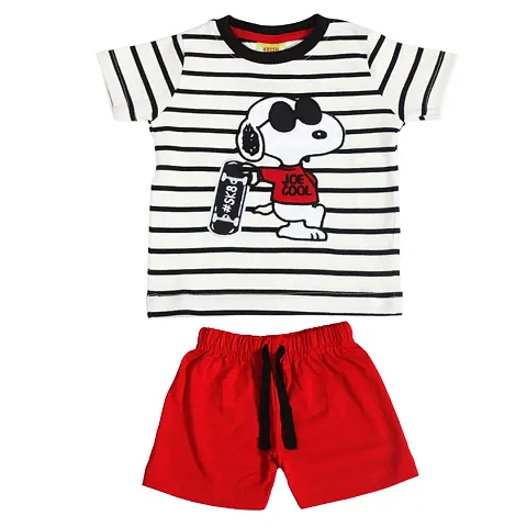 Boy's Printed Cotton T-Shirts With Bottom
