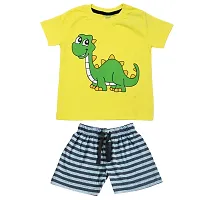 Boy's Printed Multicoloured Cotton T-Shirts with Shorts (Set of 2)-thumb2