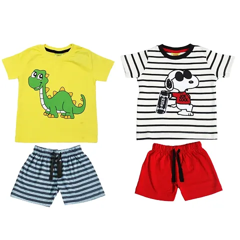 Pack Of 2 and 4 Boys Cotton T-Shirts with Shorts