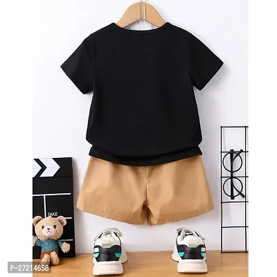 Fabulous Black Cotton Printed T-Shirts with Shorts For Boys-thumb2
