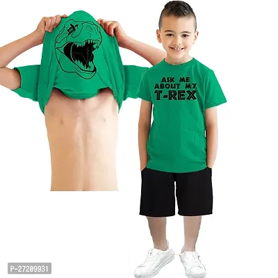 Fabulous Green Cotton Printed T-Shirts with Shorts For Boys