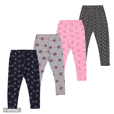 Poppy Kids Girls/Baby Girls Cotton Printed Pyjamas/Pant/Casuals (Pack of 4)