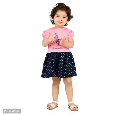 Kids Girls/Baby Girls Stylish Cotton Pink Beautiful Dress/Frock (Pack of 1)hellip;