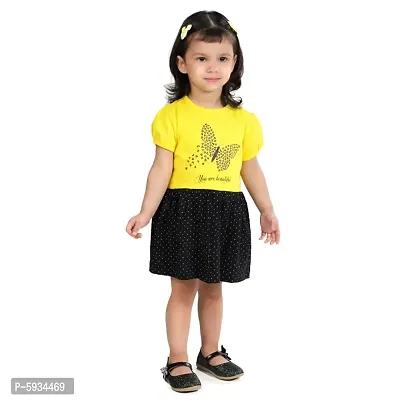 Kids Girls/Baby Girls Stylish Cotton Yellow Beautiful Dress/Frock (Pack of 1)hellip;