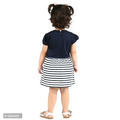 Kids Girls/Baby Girls Stylish Cotton Navy Moon Dress/Frock (Pack of 1)-thumb2