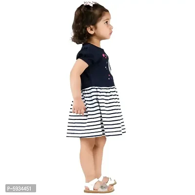 Kids Girls/Baby Girls Stylish Cotton Navy Moon Dress/Frock (Pack of 1)-thumb4