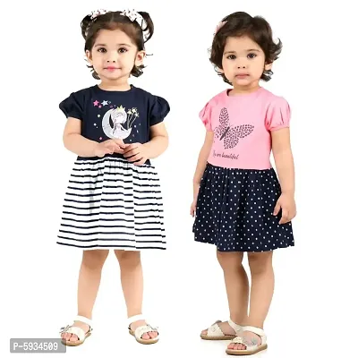 Kids Girls Baby Girls Stylish Cotton Dress Frock Pack Of 2-thumb1