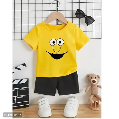 GUDPIG Baby Boys Mustard  Tshirt And Short Set (Pack of 1) Clothing Set-thumb0