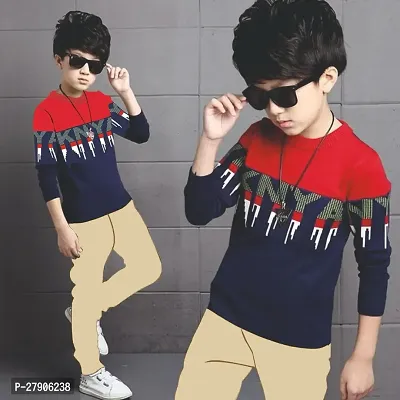 Stylish Multicoloured Cotton Printed T-Shirt And Pant Set For Boys