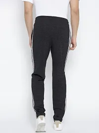 Stylish Navy Blue Cotton Solid Regular Track Pants For Men-thumb1