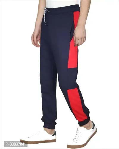 KAFF Mens Side Panel Trendy Jogger with Side Zip Pocket (M, Navy)