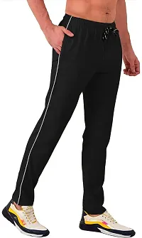 Black Cotton Regular Track Pants For Men-thumb3