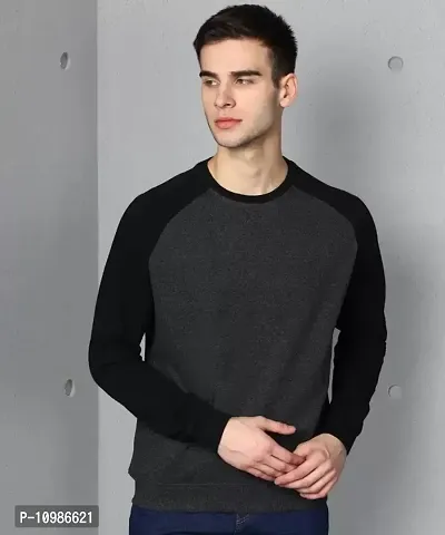 Stylish Fancy Cotton Blend Solid Long Sleeves Sweatshirts For Men-thumb0