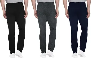 Stylish Multicoloured Cotton Solid Regular Track Pants For Men Pack Of 3-thumb1