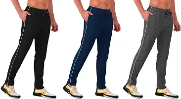 Stylish Multicoloured Cotton Solid Regular Track Pants For Men Pack Of 3-thumb2