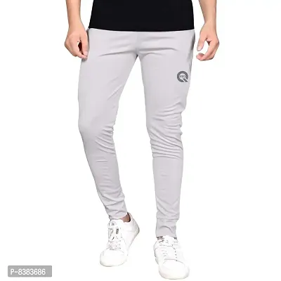 KAFF Men's Slim Fit Polyester Blend Track Pant (4WAY LYCRA BLEND SOLID_Light Grey_XL)