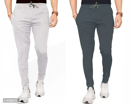 Multicolor Polyester Blend Track Pants For Men Pack of 2