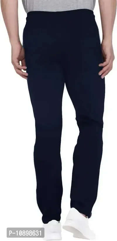 Blue Cotton Regular Track Pants For Men-thumb2