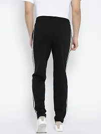 Stylish Black Cotton Solid Regular Track Pants For Men-thumb1