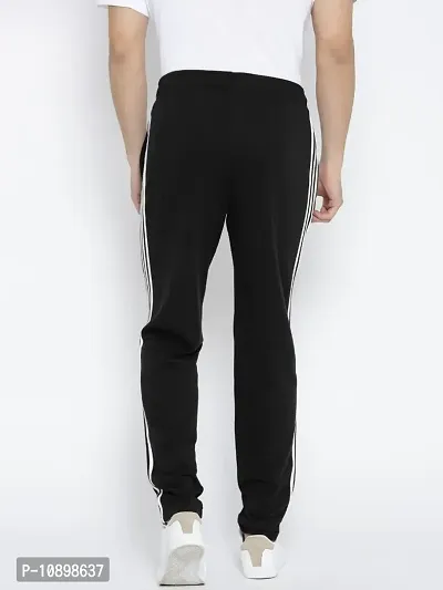 Stylish Black Cotton Solid Regular Track Pants For Men-thumb2