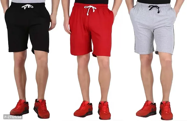 Elegant Cotton Blend Solid Regular Shorts For Men- Pack Of 3-thumb0