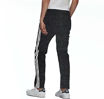Stylish Black Cotton Blend Striped Regular Track Pants For Men-thumb1